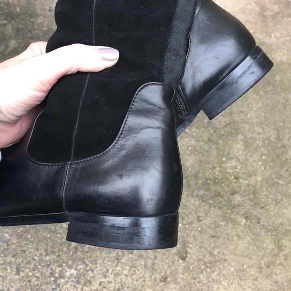 Aquatalia Tall Black Leather & Suede Buckle, Sz 8 - Picture 10 of 14